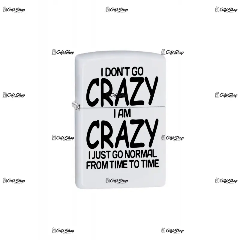 I don`t go crazy, bricheta metalica gravata laser cu mesaj